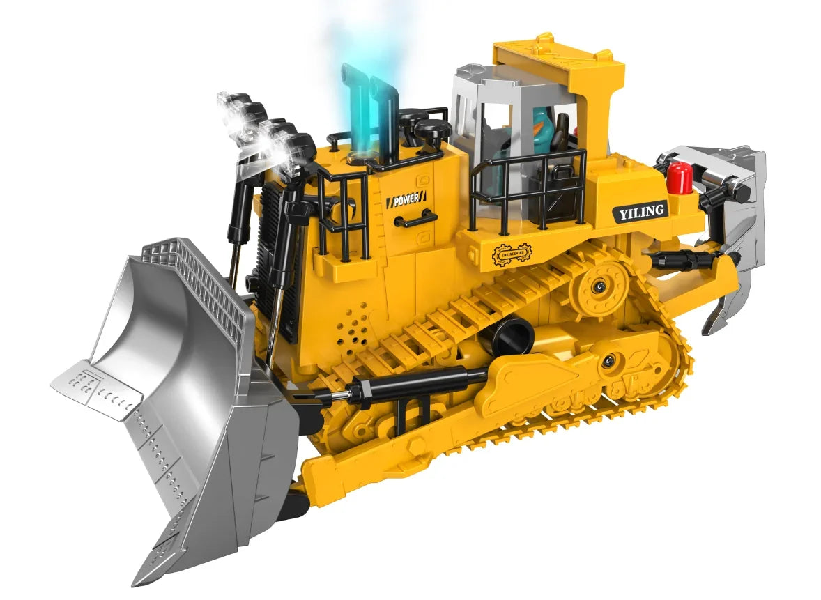 Remote Control Bulldozer Vehicle Toy Remote Control Bulldozer with Metal Dozer Model Toys for Boys Kids Christmas Birthday Gifts