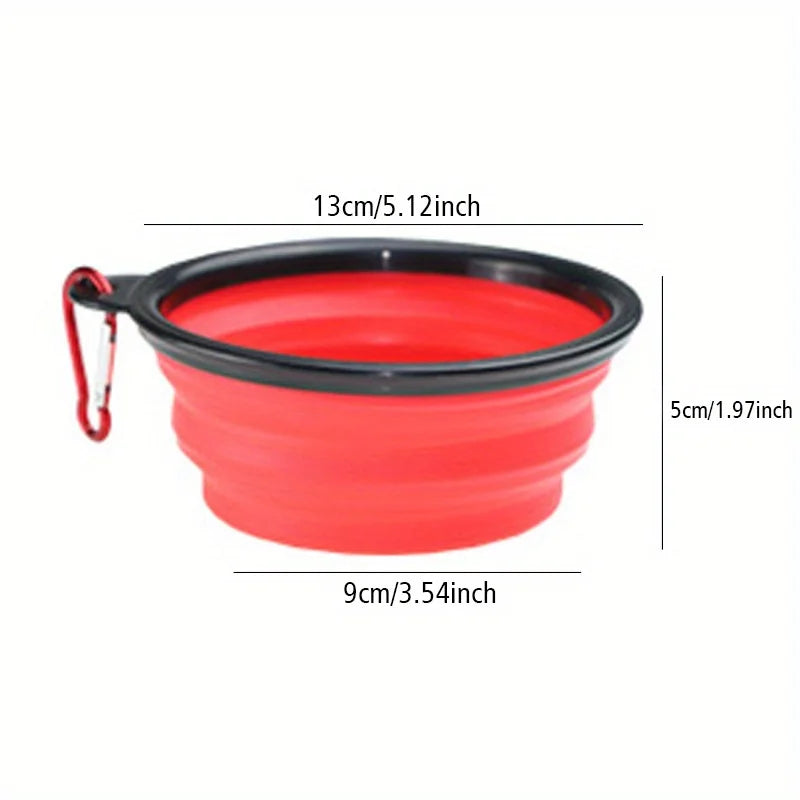 Dog Folding Bowl Portable Dog Travel Bowl Dog Food Water Bowl for Outdoor Walking Silicone Dog Food Water Bowl with Bowl Lip