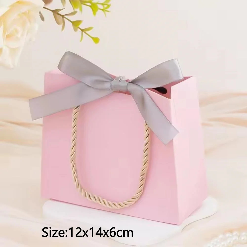 Christmas Gift Paper Bags Transparent Window For Candy Cookie Nougat Packaging Xmas New Year Party Decora