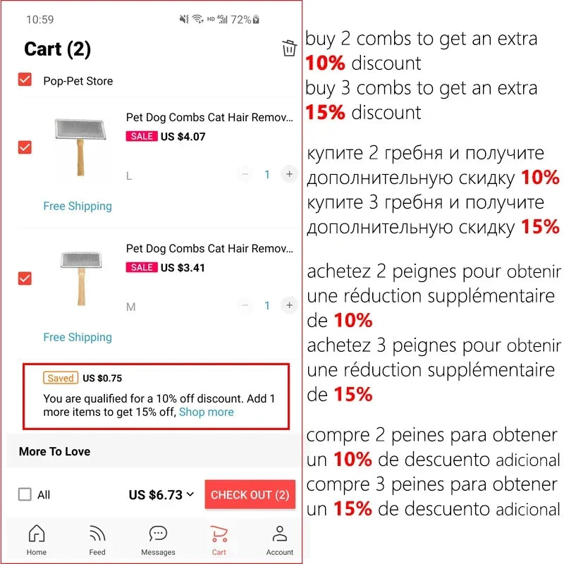 Pet Cat and Dog Grooming Supplies: Hair Remover Brush, Wood Combs, Flea Comb for Shedding