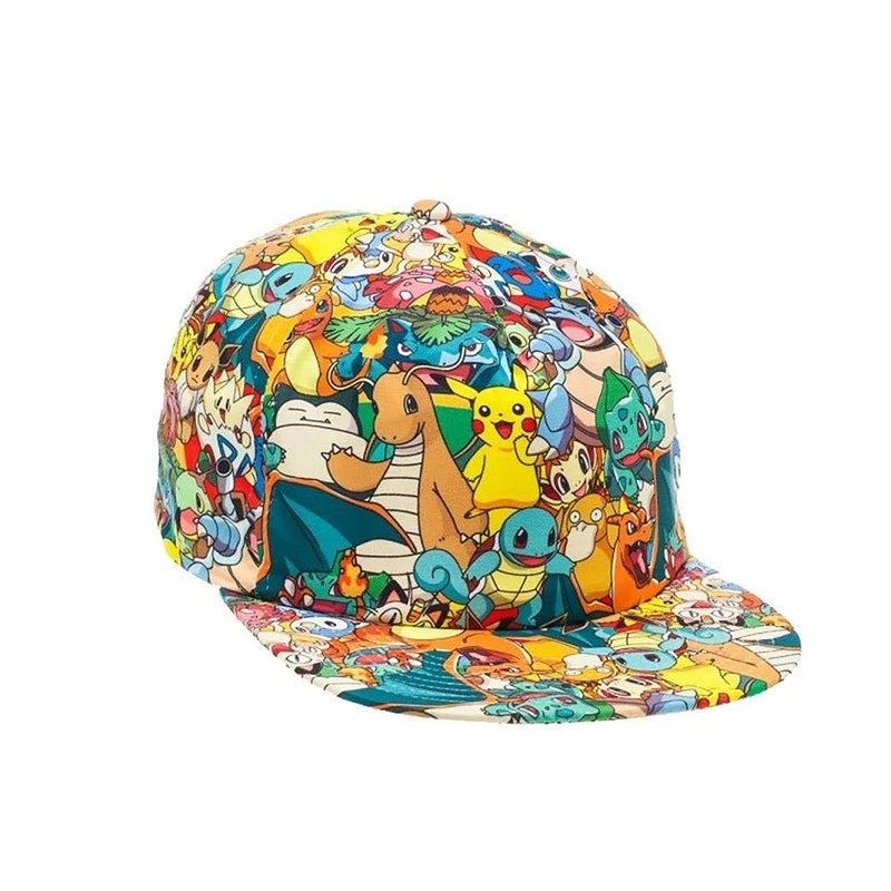 Pokemon Anime Cartoon Series Children Hat Flat brimmed hat Sun Hat Adjustable Adult Outdoor Sports Baseball Cap Cosplay Gifts