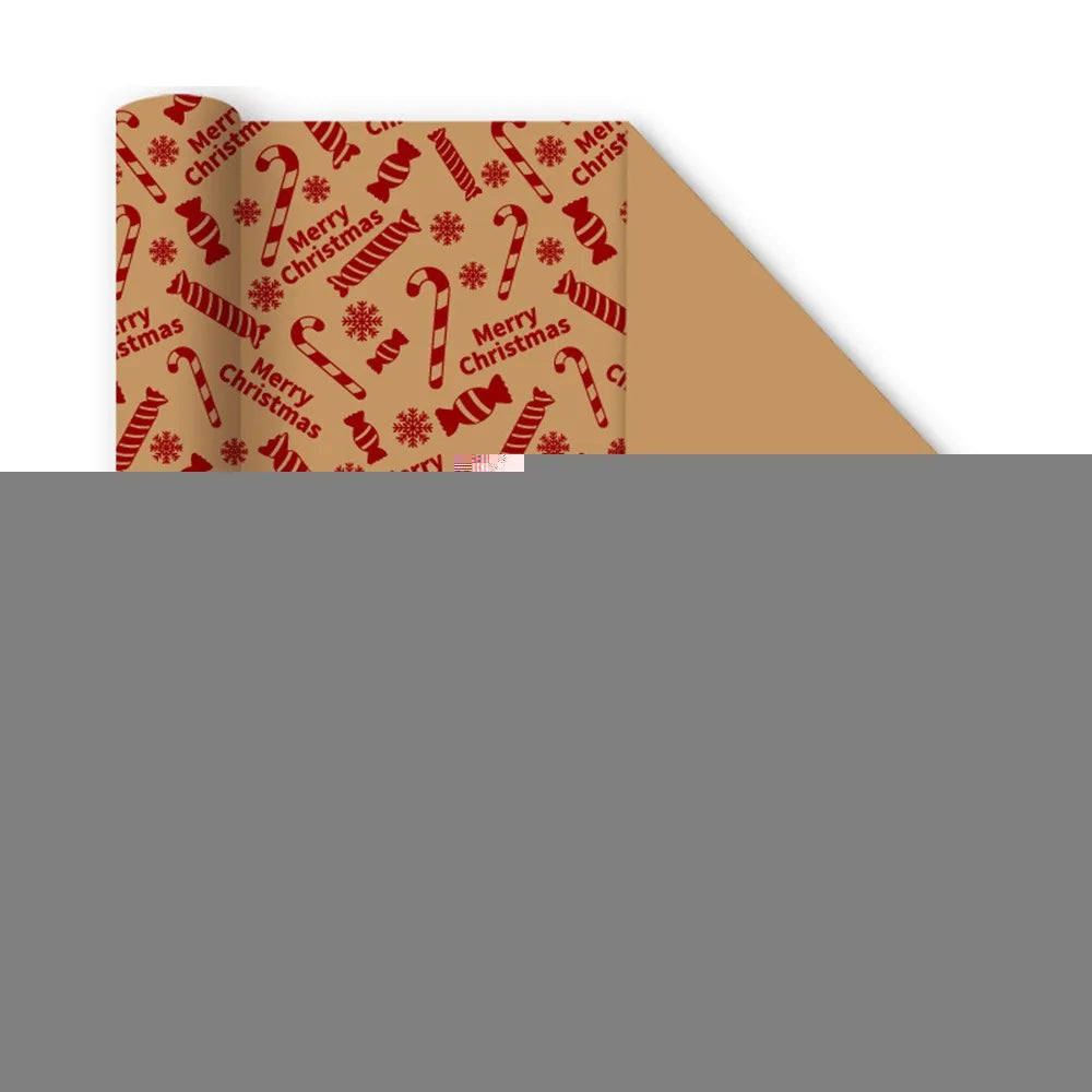 Happy New Year Roll Christmas Packaging Paper 2025 Santa Claus DIY Craft Paper Christmas Tree Navidad Gift Wrapping Paper