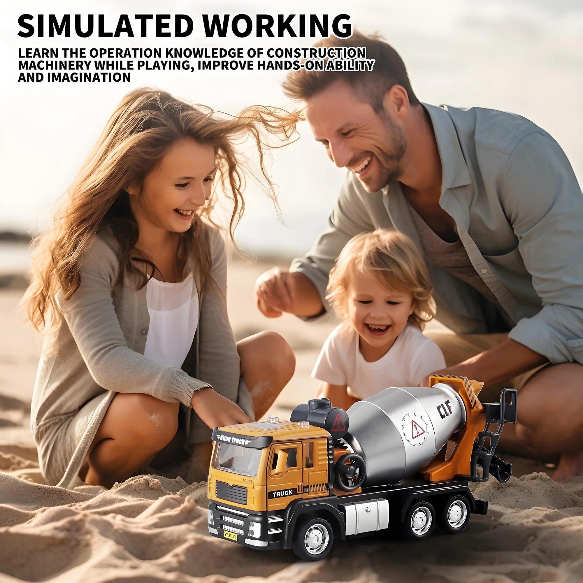 Alloy bulldozer excavator model, crane mixer toy, metal body simulation engineering vehicle for boy birthday gift light toy