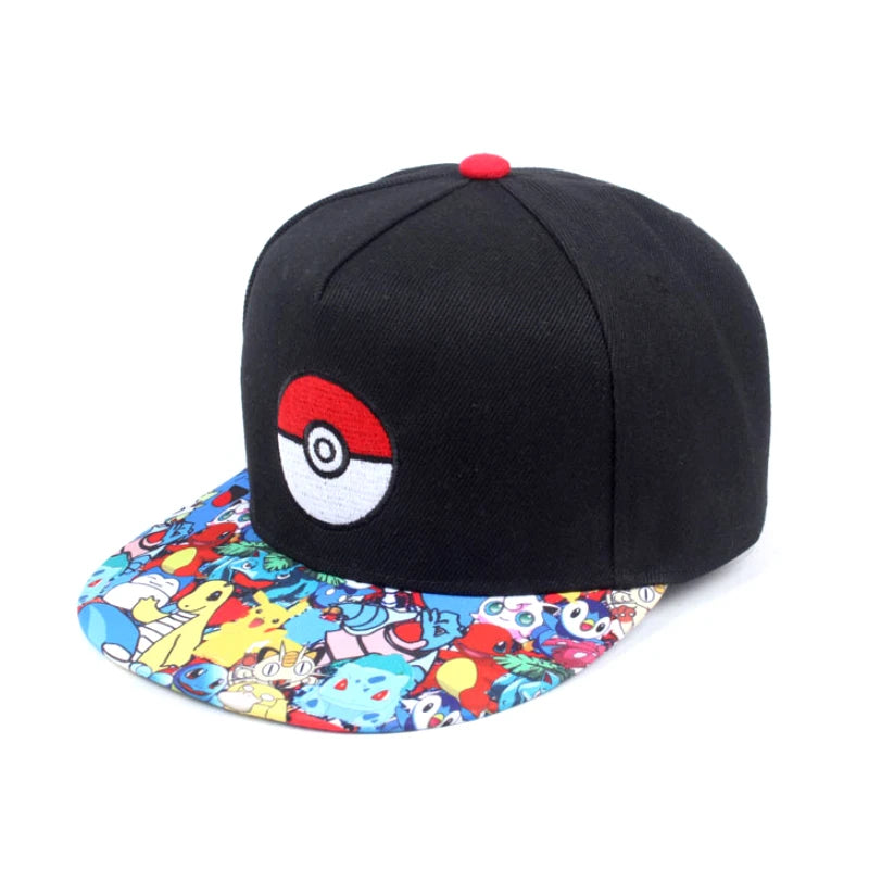 Pokemon Anime Cartoon Series Children Hat Flat brimmed hat Sun Hat Adjustable Adult Outdoor Sports Baseball Cap Cosplay Gifts