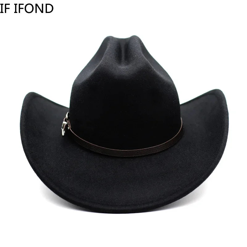 Vintage Western Cowboy Hat for Men Women with Shapeable Wide Brim Cowgirl Felt Hat Cloche Church Sombrero Hombre Caps