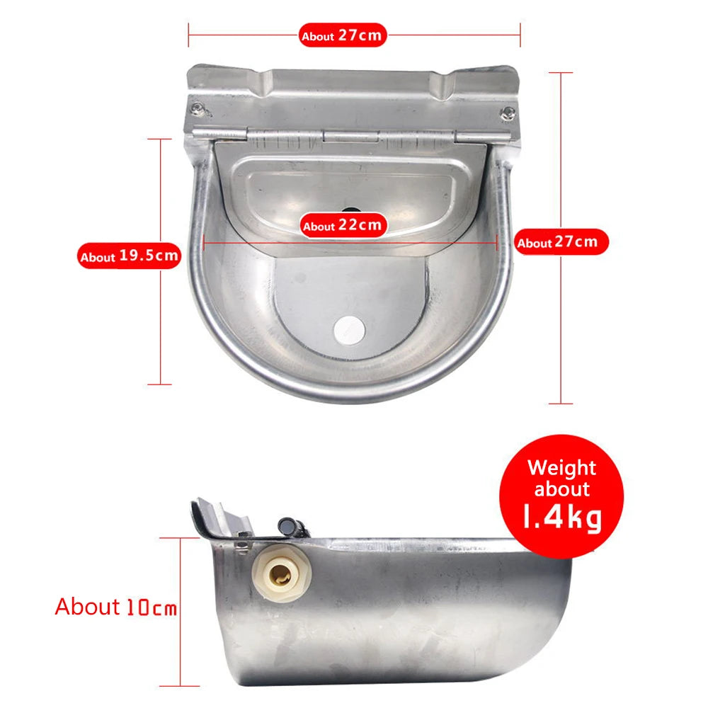 Stainless Steel Automatic Waterer Pet Livestock Tool Animals Water Bowl with Floating Ball for Cattle Horse Goat Sheep Dog