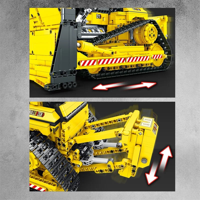 1836PCS D11 Bulldozer Remote Control Engineering Vehicle Building Blocks RC Car Model Bricks DIY Toys For Kids Birthday Gifts