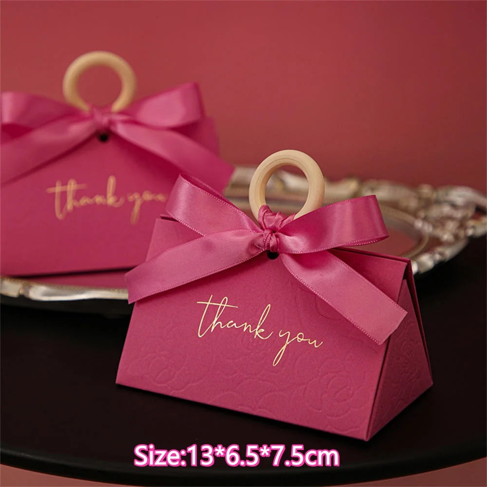 Christmas Gift Paper Bags Transparent Window For Candy Cookie Nougat Packaging Xmas New Year Party Decora