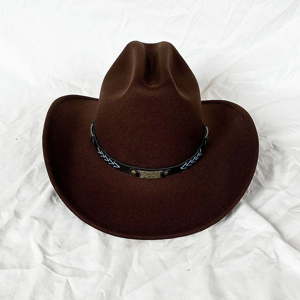 Vintage Western Cowboy Hat for Men Women with Shapeable Wide Brim Cowgirl Felt Hat Cloche Church Sombrero Hombre Caps