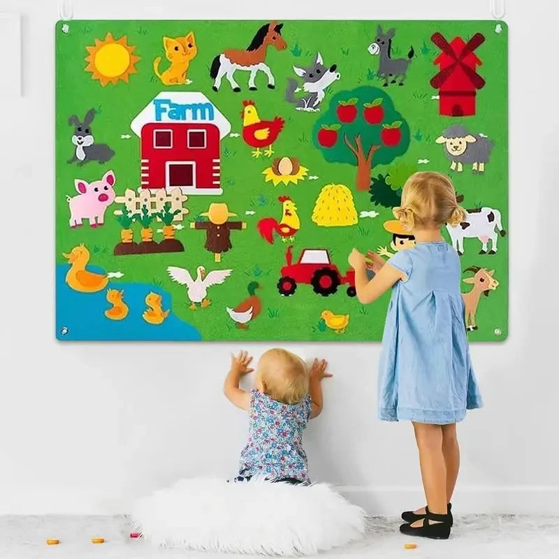Farm Animals Felt Story Busy Board Set Toddlers Preschool Farmhouse Themed Early Learning Storytelling Interactive Play