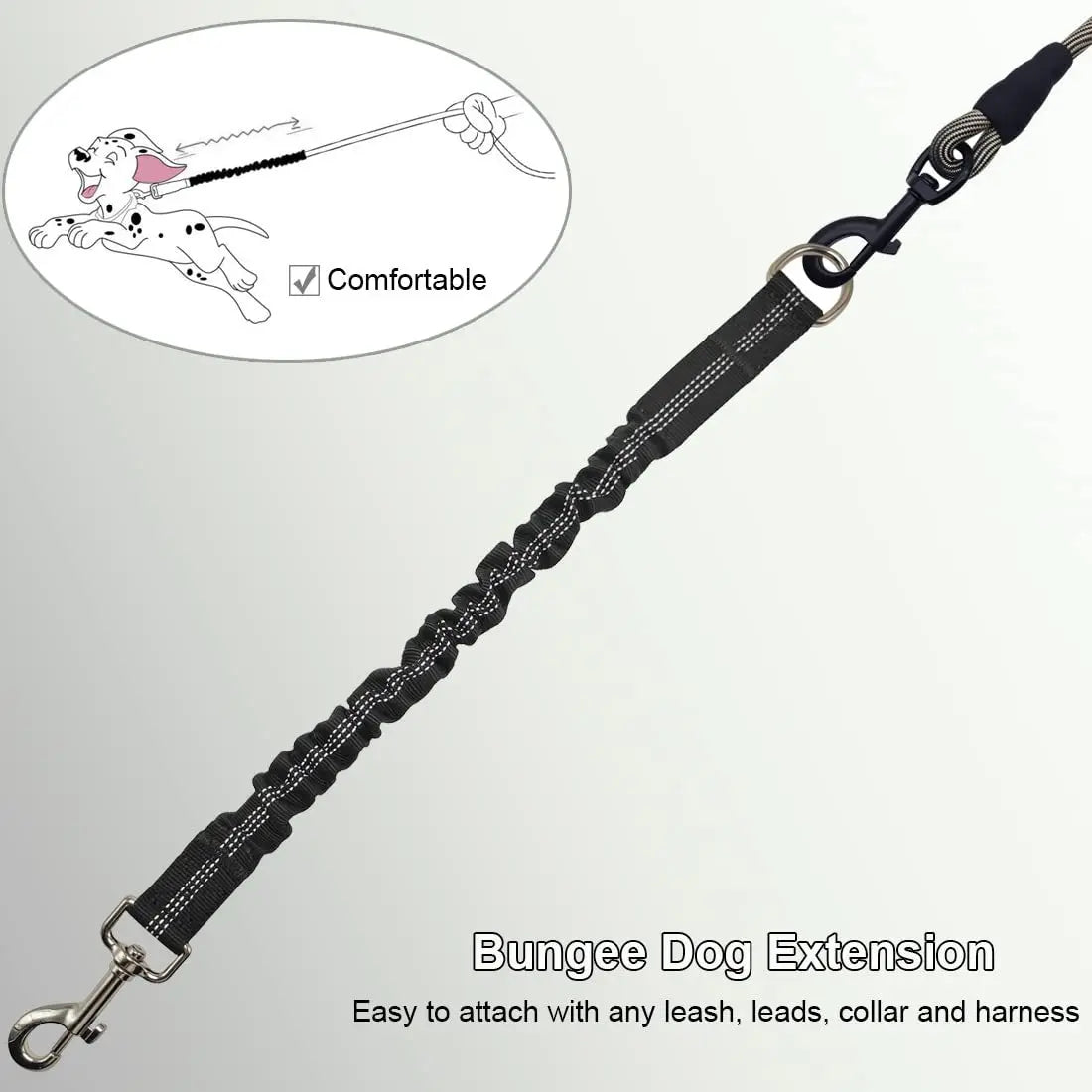 Dog Lead Shock Absorber Medium Dogs Pet Elastic Rope Indestructible Toys Walking Leads Extension Bungee Black Training Leash