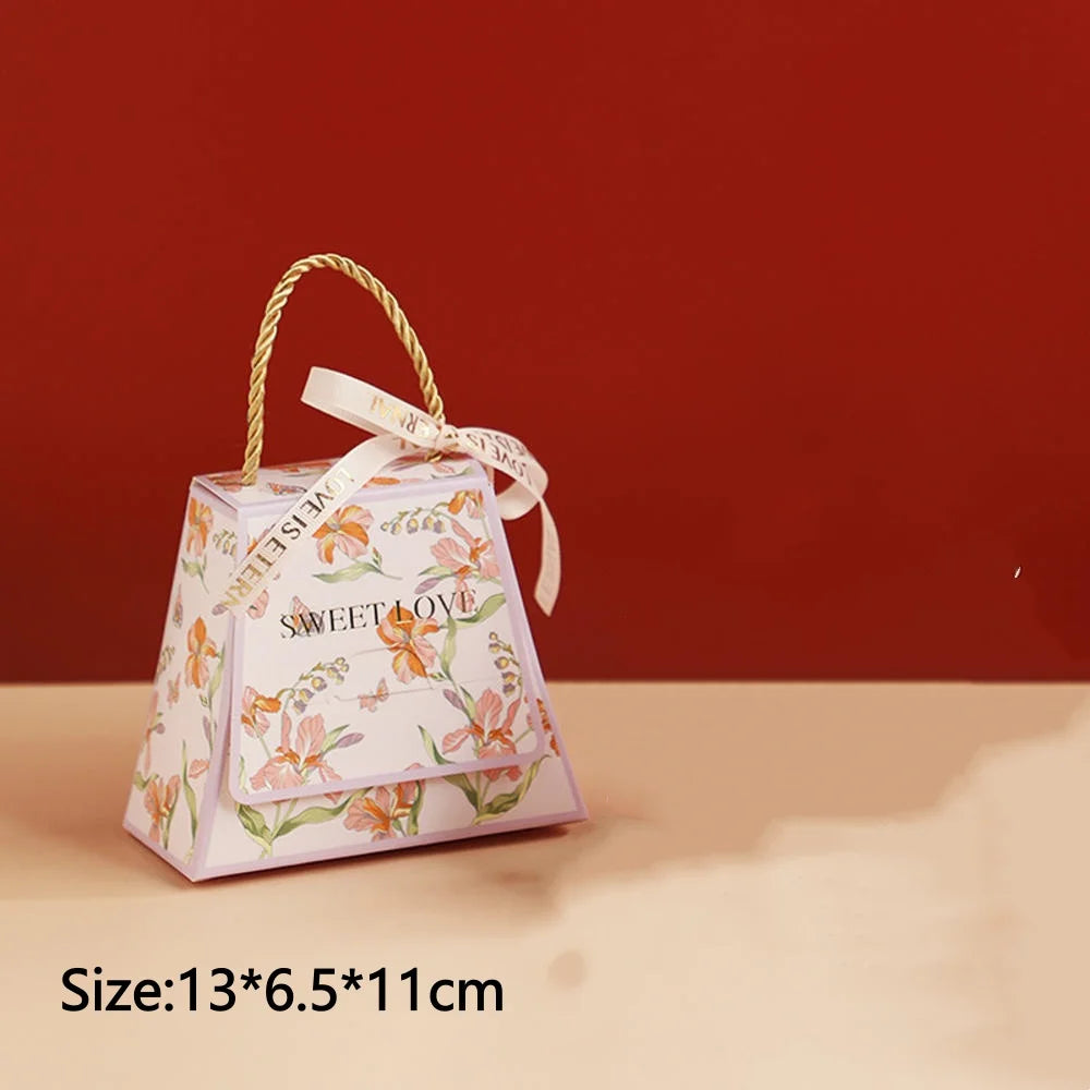 Christmas Gift Paper Bags Transparent Window For Candy Cookie Nougat Packaging Xmas New Year Party Decora