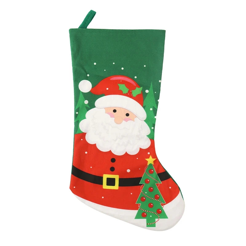 1Pcs 45cm Christmas Stockings Classic Large Stockings Santa Claus Snowman for Home Family Party Xmas Decor 2025 New Year Gifts