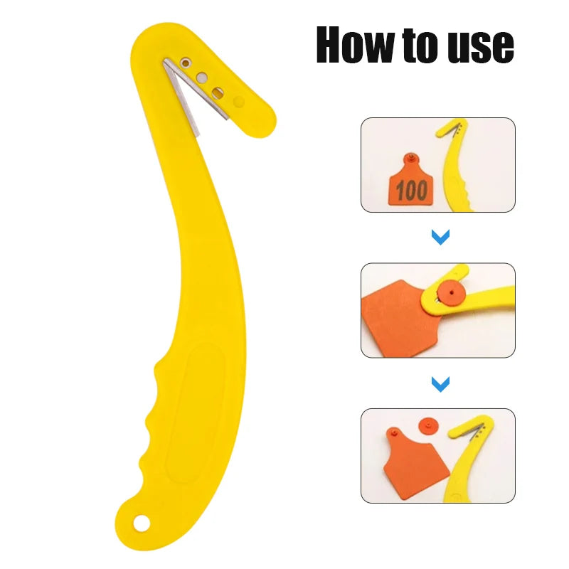 Livestock Safety Ear Tag Removal Tool Hay String Cutter Bandage for Cattle Goat Sheep Pig Tag Removal Knife Veterinary Farm 1Pc