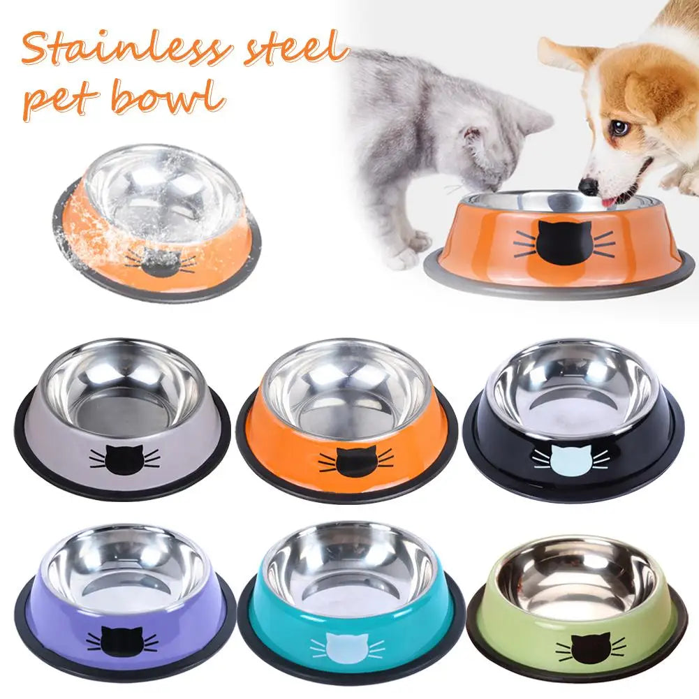 Pet Dog Cat Bowl Dog Water Bowl with Non-Slip Rubber Base, Metal Insulated Stainless Steel Cat Bowls, Double Wall Cat Bowl