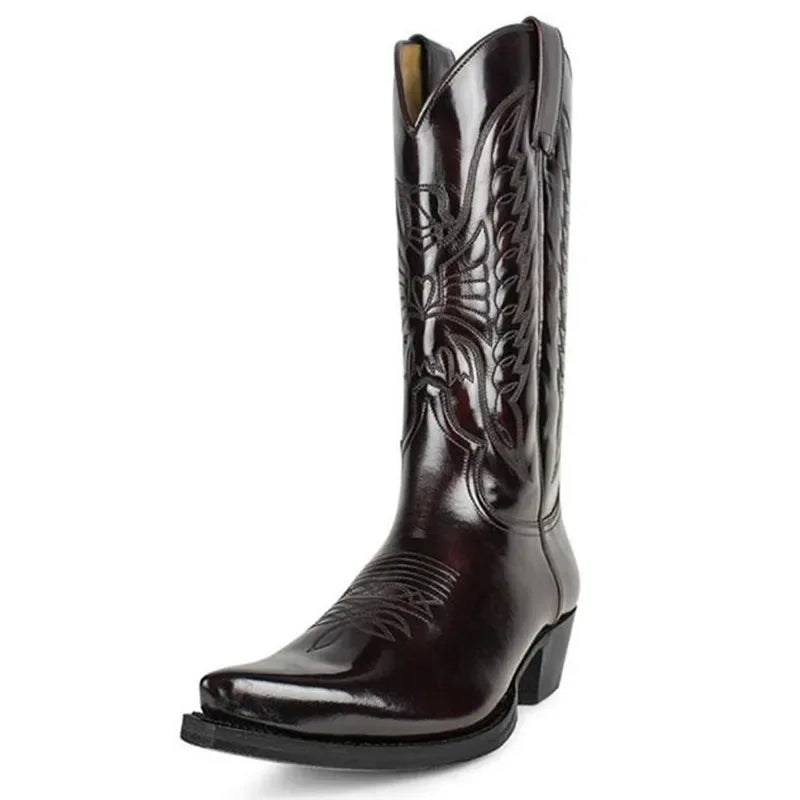 Cowboy Mid-calf Boots Men Woman Punk Goth Pointed Western Boot Retro Fashion Black Plus Size 35-48 Women Shoes Zapatos Hombre