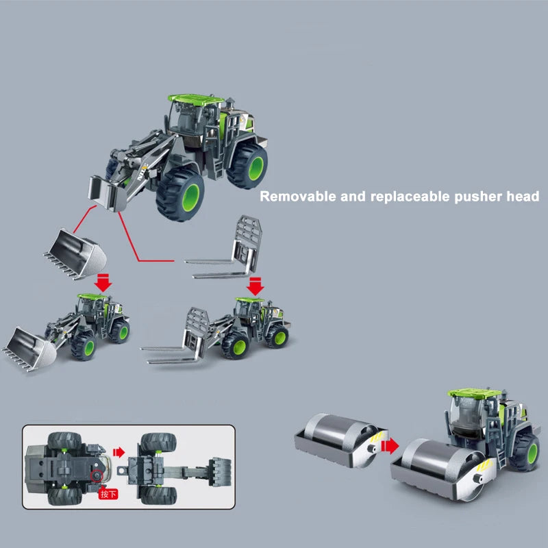 Inertia Car Alloy Engineering Vehicle Toys Simulation Excavator Bulldozer Road Roller Forklift Kids Toy Car Model Birthday Gift