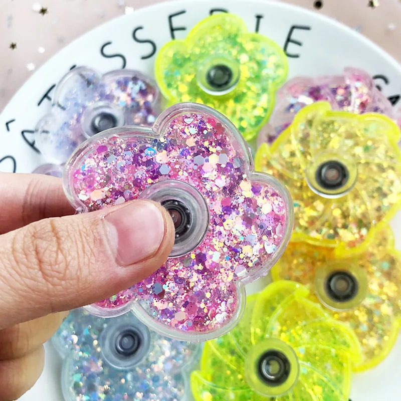 Fidget Spinner Rustling Portable High Rotational Speed Petal-like Spinning Gyro Colorful Sequined Desk Stress Relief Toy Gifts