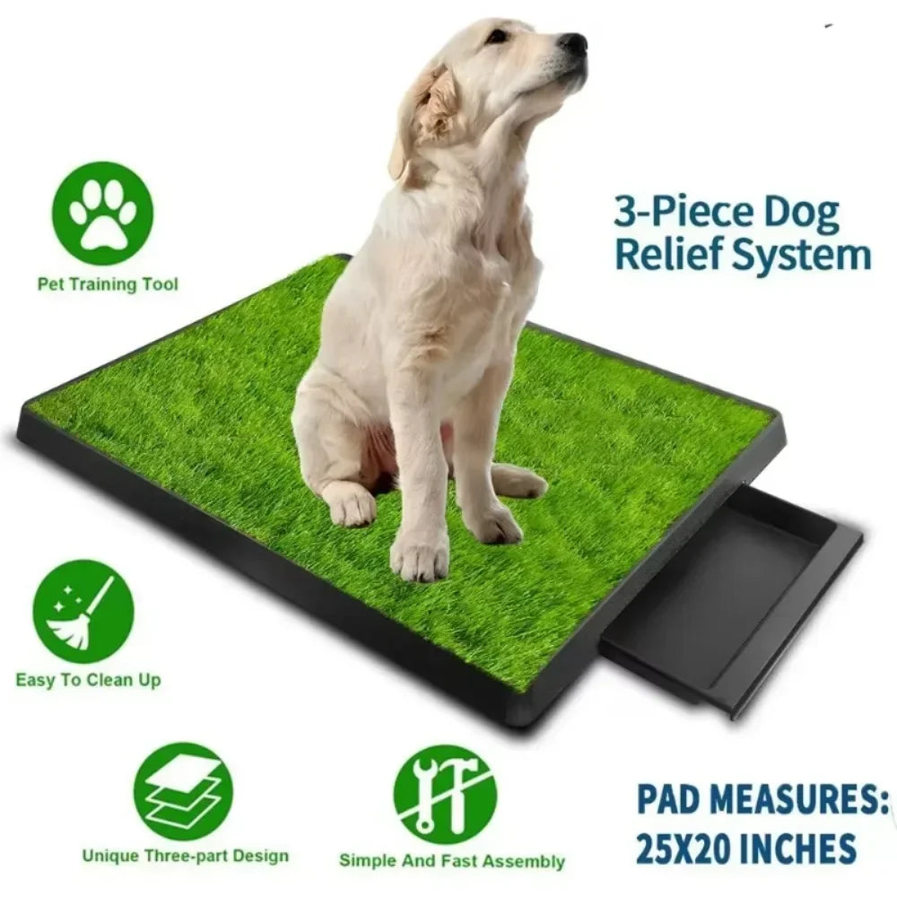 Pet Dog Toilet Portable Dog Potty Pan Anti-Splash 3 Layer Synthetic Grass Mesh Tray Toilet Puppy Kitten Urine Cleaning Tool