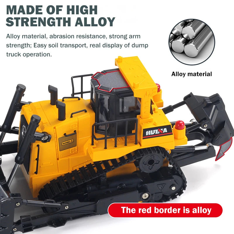 HUINA 1554 1:16 RC Truck Model Remote Controlled Bulldozer D9R 1:18 Alloy Tractor Cars Engineering Cars Trucks Toys Boys Gifts