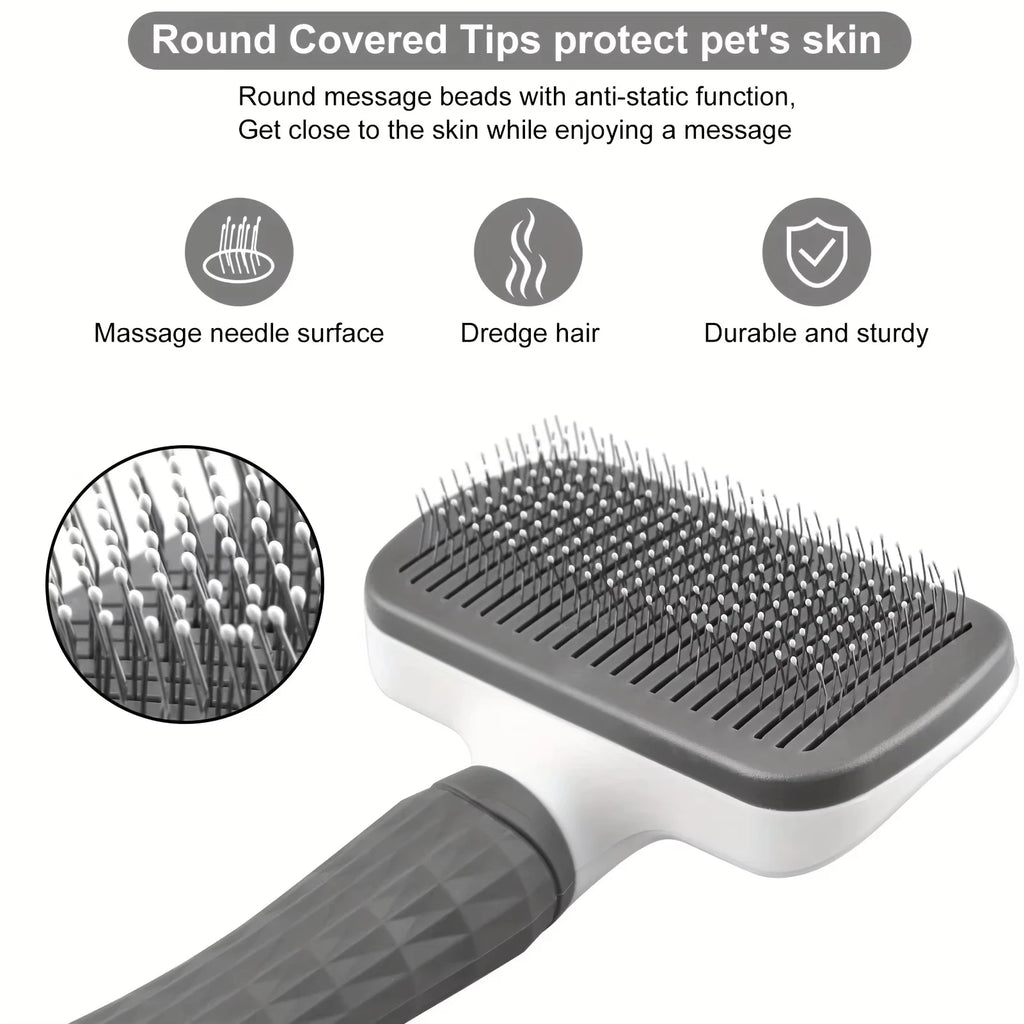 Pet Grooming Brush Gentle Deshedding Massage Comb with One-Click Hair Removal Dog Grooming for Dogs & Cats Easy-Clean