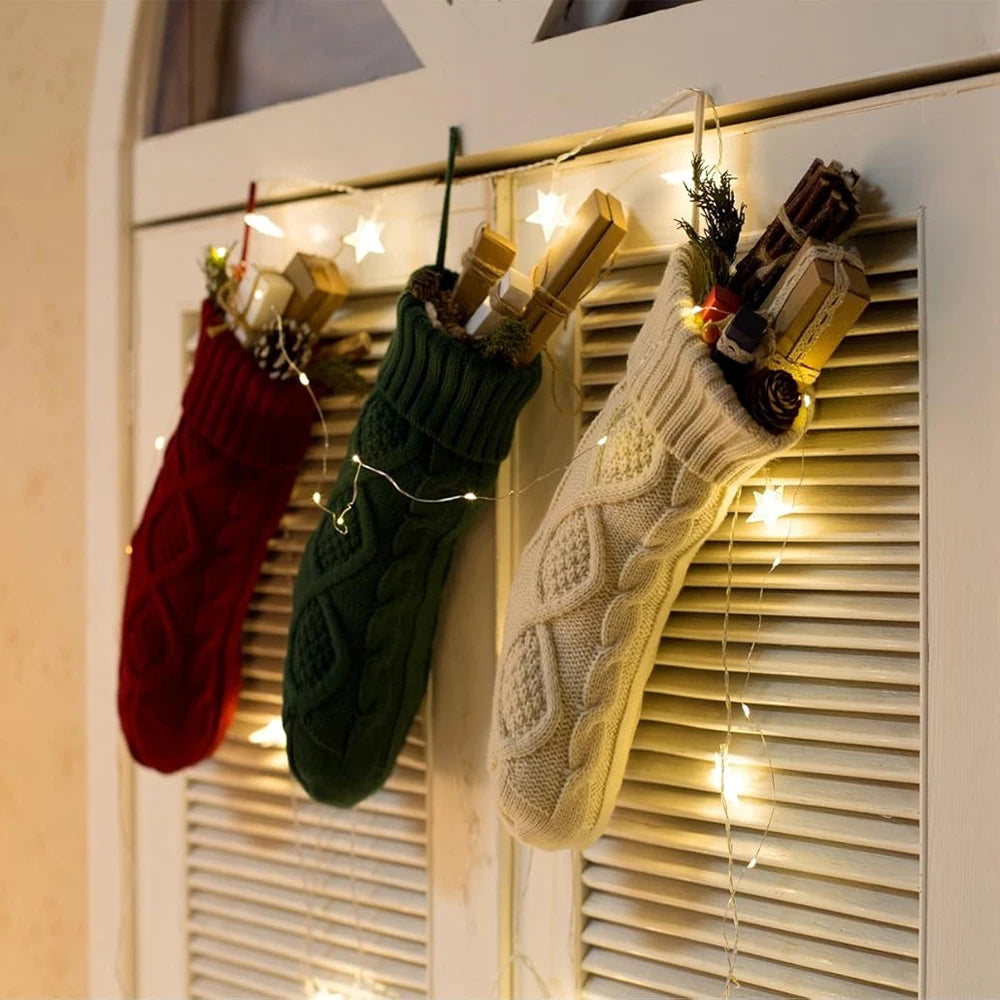 Christmas Fun Stockings For Kids Large Size Cable Knit Stocking Christmas Decorations Gife For Family Party