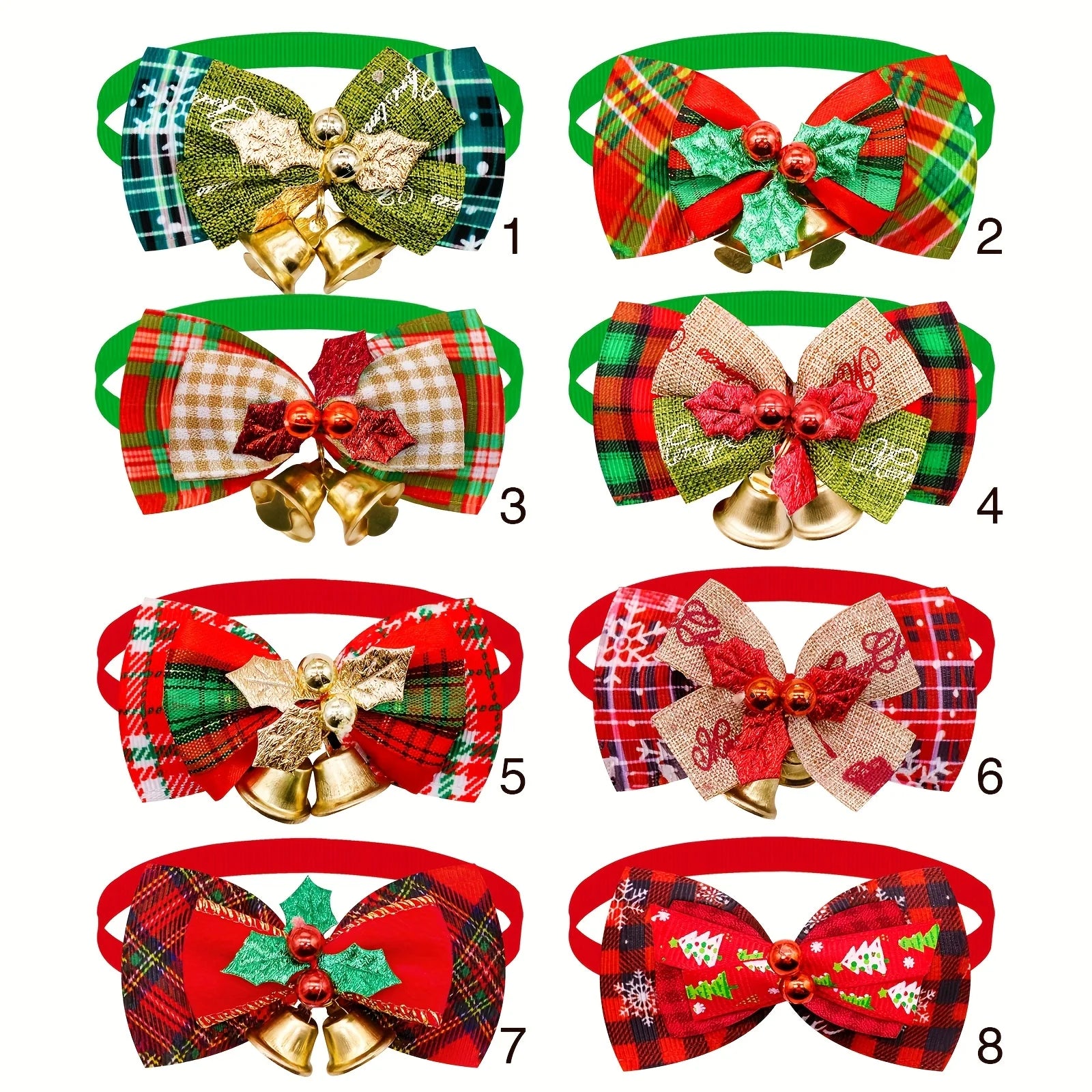New Christmas Pet Collar with Bell - Festive Red & Plaid Bow Tie, Durable Fabric Pet Collar for Cats & Dogs