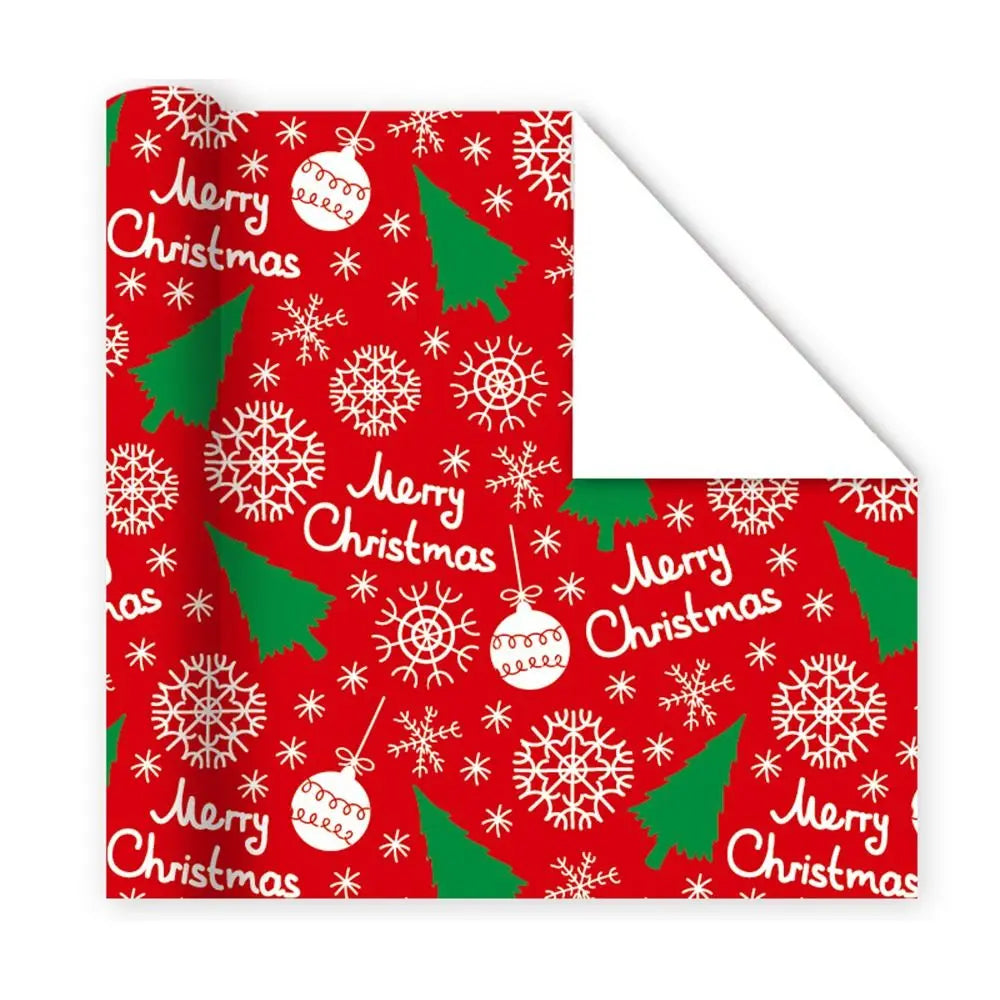 Happy New Year Roll Christmas Packaging Paper 2025 Santa Claus DIY Craft Paper Christmas Tree Navidad Gift Wrapping Paper